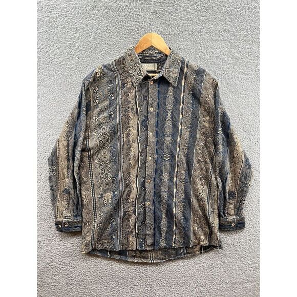 Nouveau Collection Coogi Button Up Textured Geometric Mercenised Men’s Shirt XL